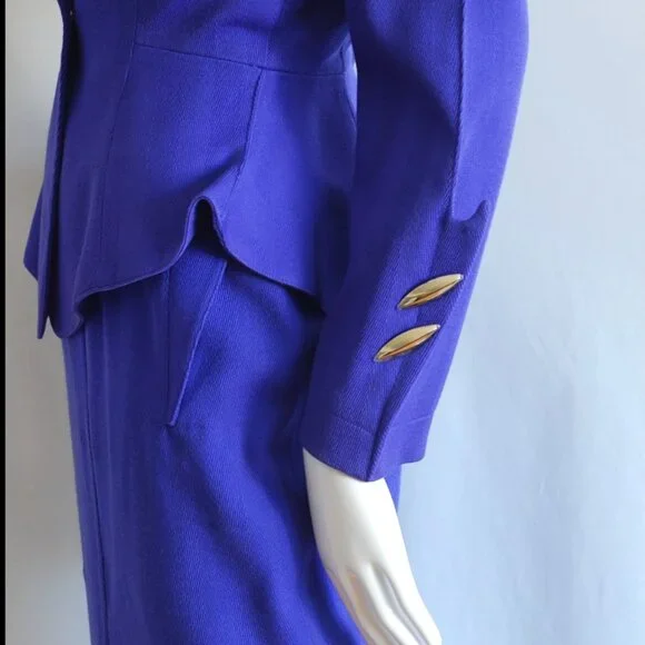 Thierry Mugler Indigo Wool Suit With Metal Accents - Picture 8 of 13